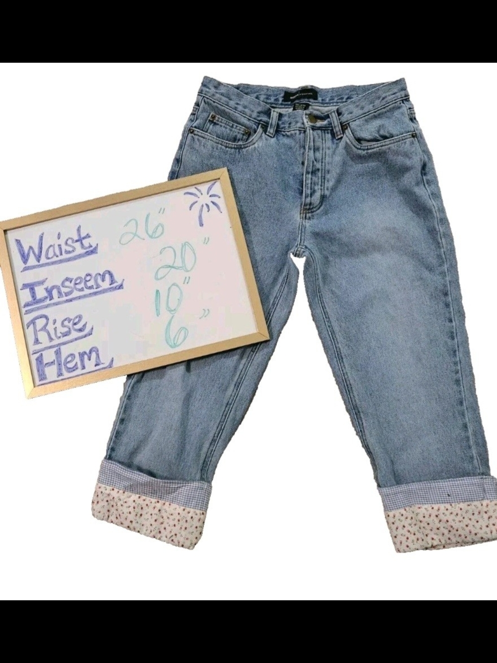 Victoria Secret Moda International Relaxed Fit Capri Jeans Size 8 Picnic Pattern